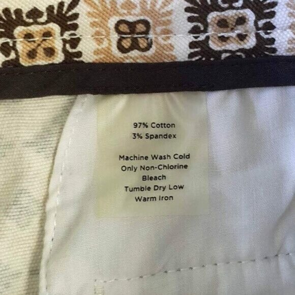 Talbots Petites Crop Pants Brown Size 6P Career Geo Button Zipper Capri Stretch - Picture 6 of 6